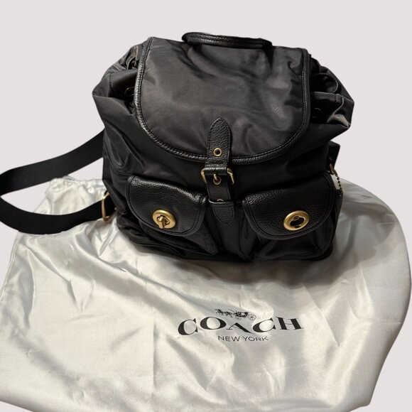 Coach Black Nylon Backpack / Vintage Rose Lining / Purse Protector Bag - Picture 8 of 12